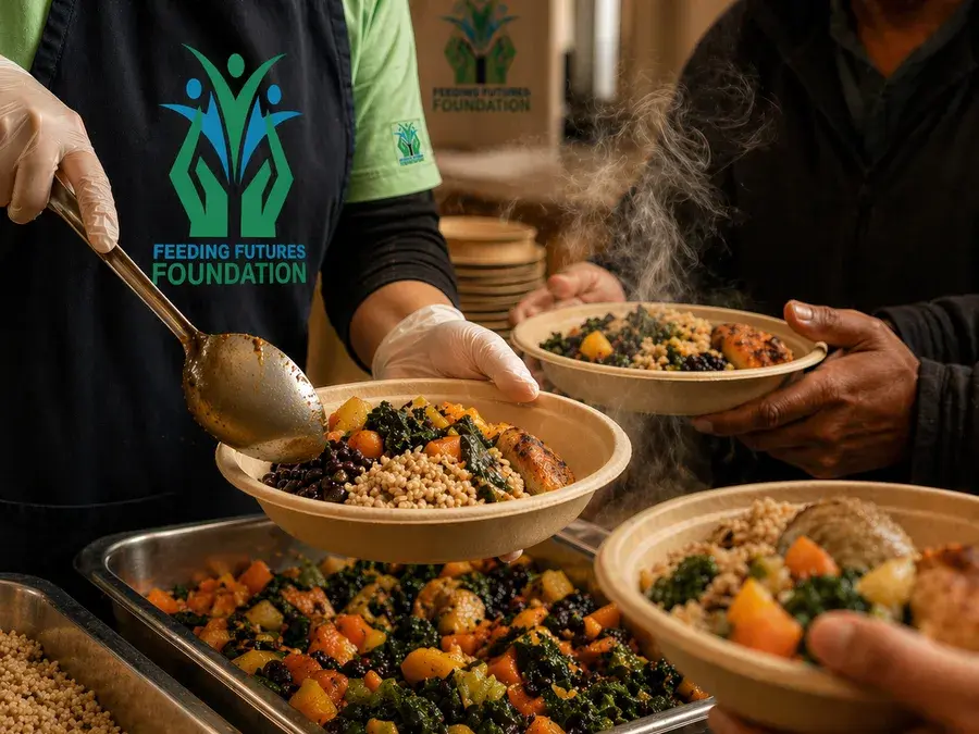 Volunteers packing and serving nutritious meals